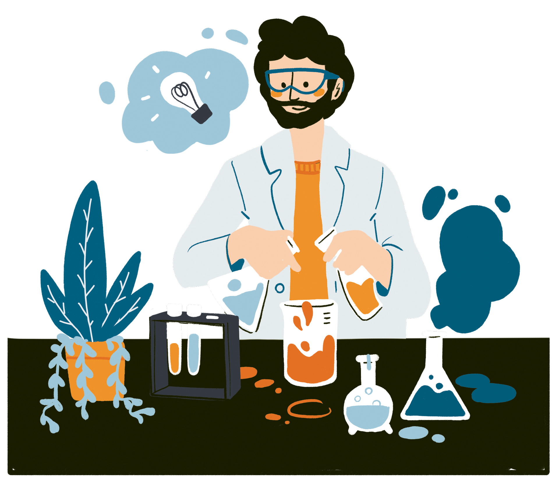 Illustration d'un scientifique au travail représentant les Laboratoires d'idées